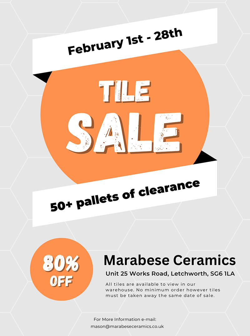 Tile sale at Marabese - up to 80% off!