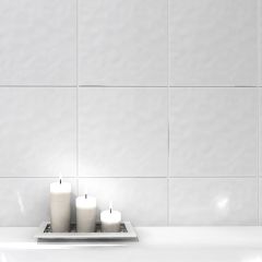 Bumpy White Gloss Ceramic Wall Tile 20 x 20cm
