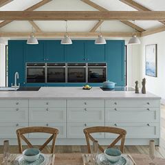 Crown furniture: Shenaya Grey Aqua & Oceans Green kitchen