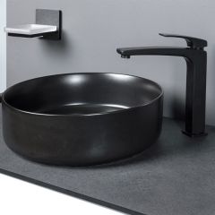 Gallery Matt Black Round Washbowl & Waste 355mm (tap not included)