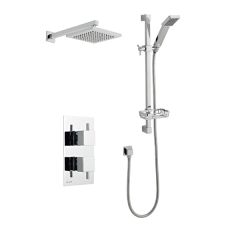 Pure Thermostatic Concealed Shower with Adjustable Slide Rail Kit & Overhead Drencher 