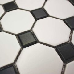 Shapes Matt White Octagons with Dot Ceramic Mosaics